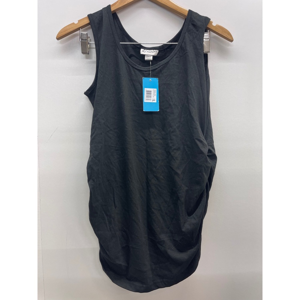 Oh! Mamma Womens Maternity Ruched Tank Top Black Large NWT